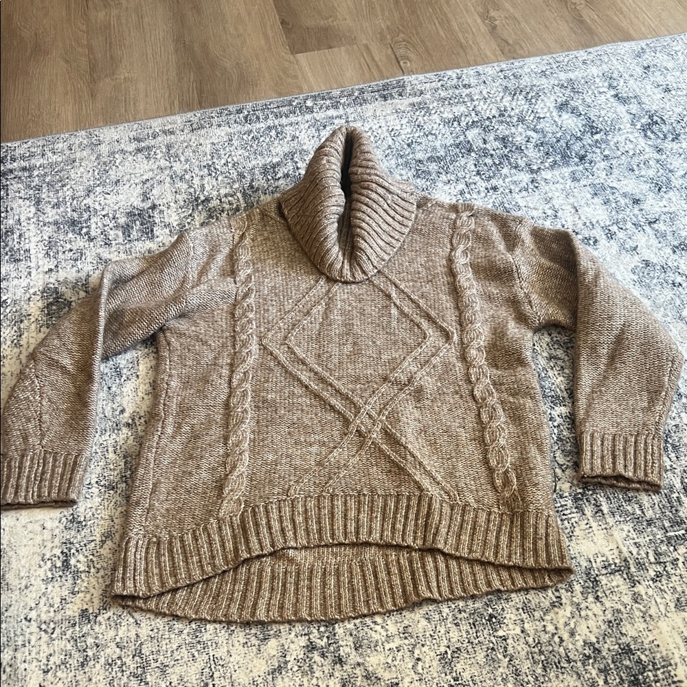 Elegant Brown Cowl Neck Sweater